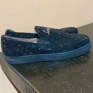 Christian Louboutin black shiny Loafers with Cutout Design